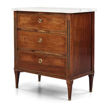 19. A late Gustavian mahogany, gilt-brass and marble commode by J. Hultsten (master in Stockholm 1773-94).