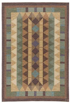 417. Inga-Mi Varneus Rydgren, a carpet, flat weave, c. 246 x 169 cm, signed IV.