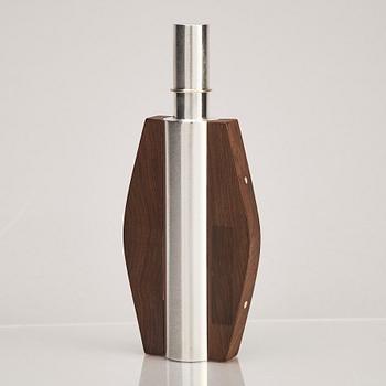A sterling silver bottle with lid, mark of Rolf Lindståhl, Stockholm 2003.