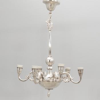 CG Hallberg taklampa nysilver 1920-tal Swedish Grace.