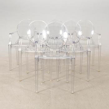 Philippe Starck, karmstolar 6 st "Ghost" för Kartell sent 1900-tal.