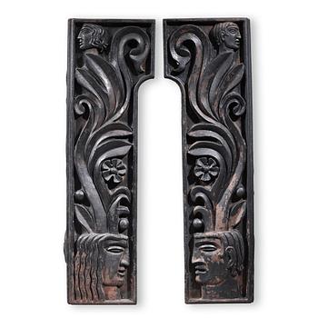 Anna Petrus, four cast iron reliefs, Näfveqvarn, Sweden, pieces of a table designed for the Metropolitan exhibition in New York 1927.
