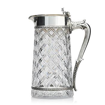 302. A  flamboyant and unusual large silver and cut-glass decanter by Wilhelm Bolin, Moscow 1912-1917, W.A. Bolin.