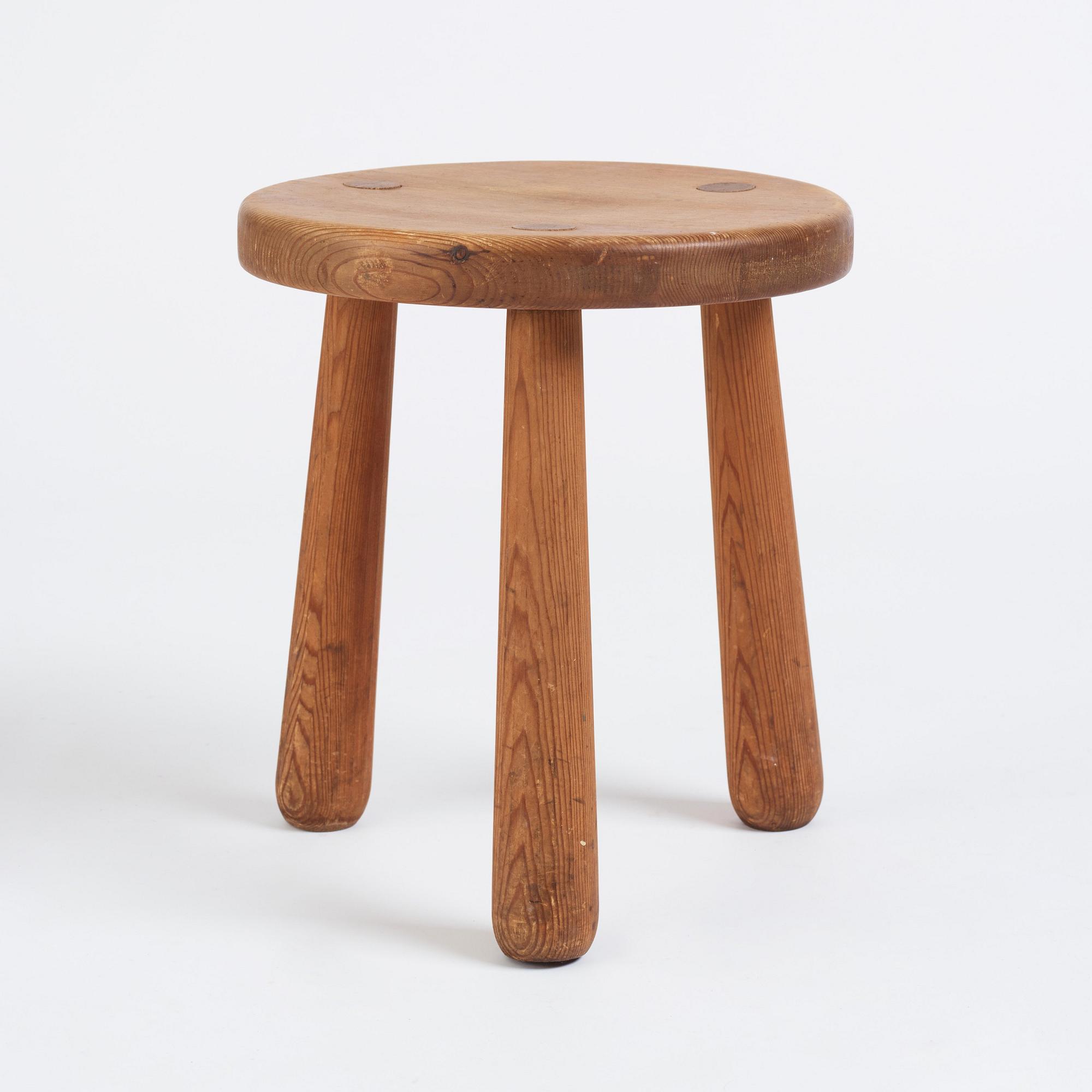 Axel Einar Hjorth, a "Skoga" stained pine stool, Nordiska Kompaniet 1930s.