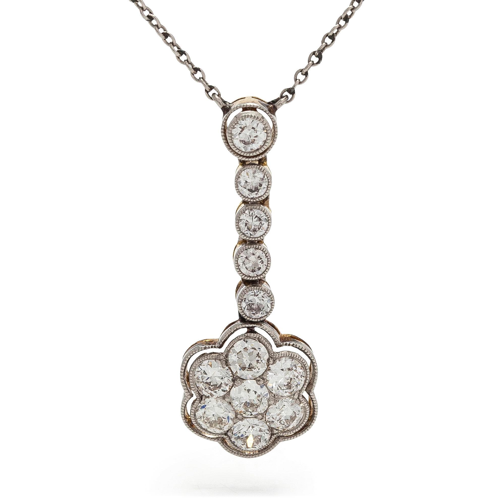 Halsband, 17K guld/platina och gammalslipade diamanter, 1900-talets första hälft.