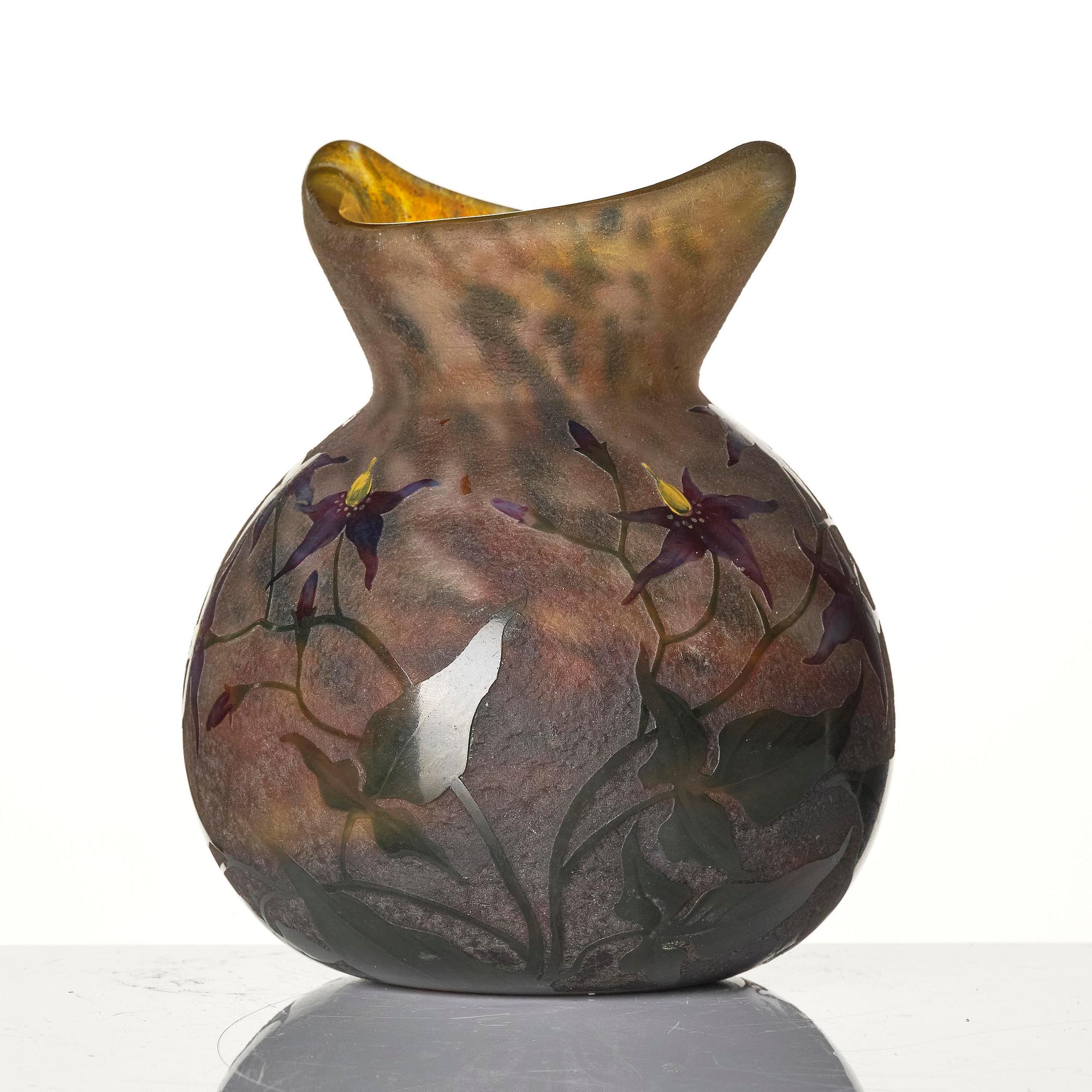 Daum Frères, vas, glas, Nancy, Frankrike, Art Nouveau, ca 1900.