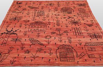 Matta, handbroderad Kelim, ca 209 x 171 cm.