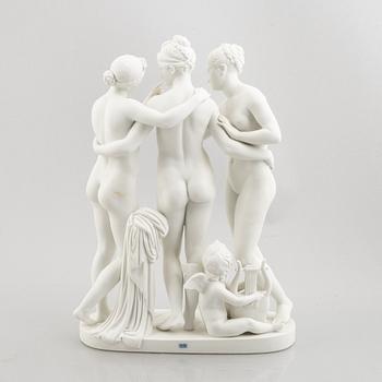 Bertel Thorvaldsen, efter. Figurgrupp, parian, "De tre gracerna", Royal Copenhagen, Danmark.
