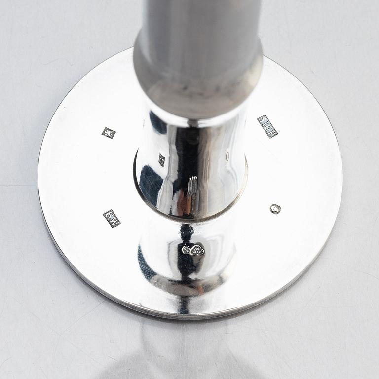 Sigurd Persson, a pair of Swedish 20th century silver candlesticks, Stockholm 1962, silversmith Johann Wist.