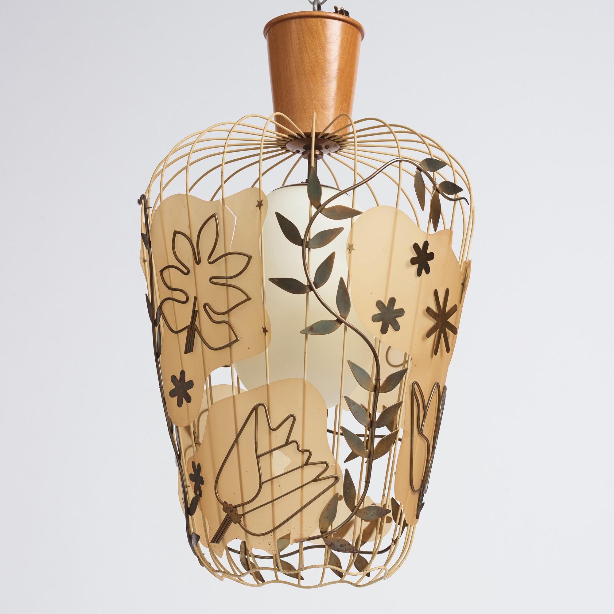 Hans Bergström, a rare ceiling lamp model "5A", ateljé Lyktan, Åhus 1940s.