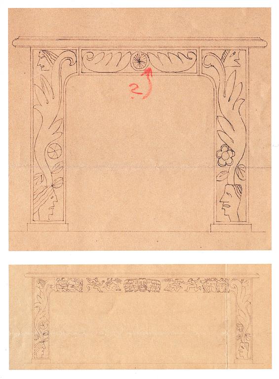 Anna Petrus, four cast iron reliefs, Näfveqvarn, Sweden, pieces of a table designed for the Metropolitan exhibition in New York 1927.