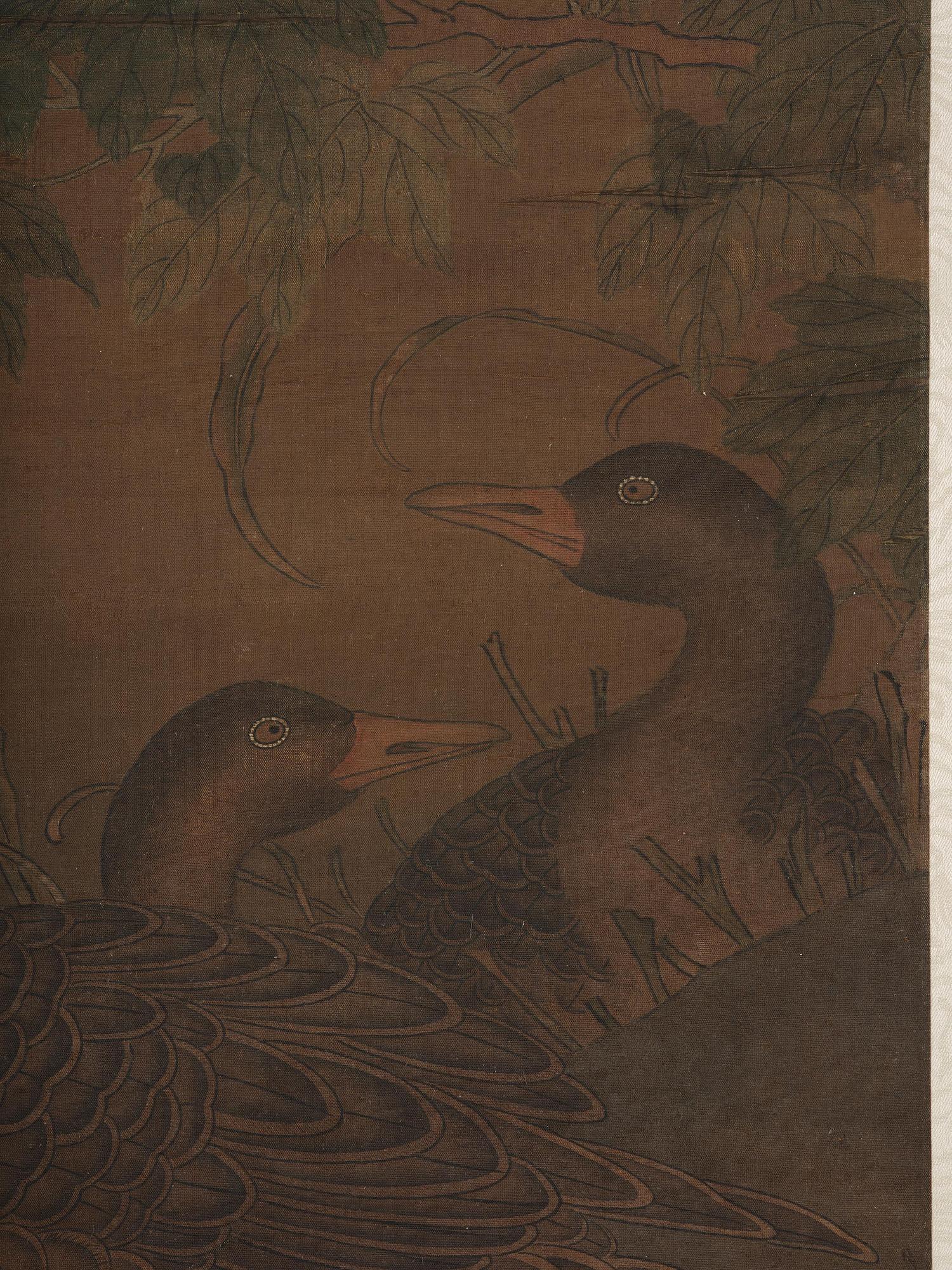 A scroll painting of geese in a landscape, late Qing dynasty/Republic.