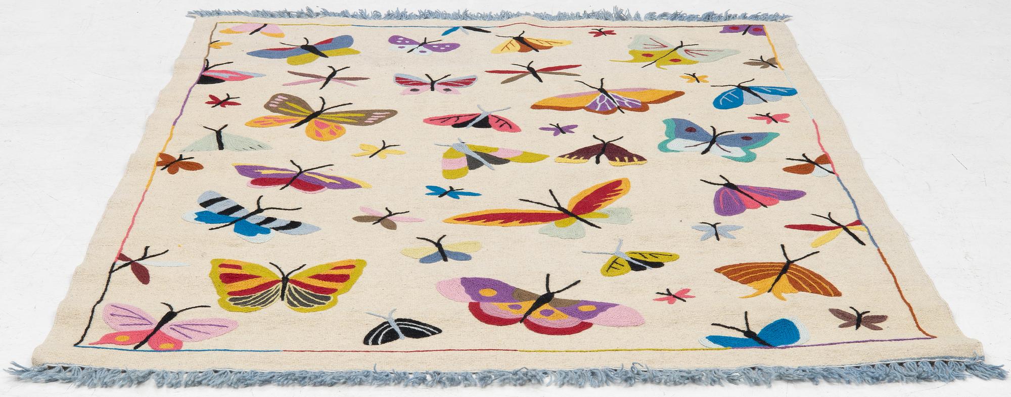 Matta, kelim, handbroderad, ca 195 x 148 cm.