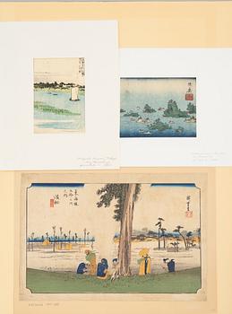 Ando Utagawa Hiroshige, three woodblock prints.