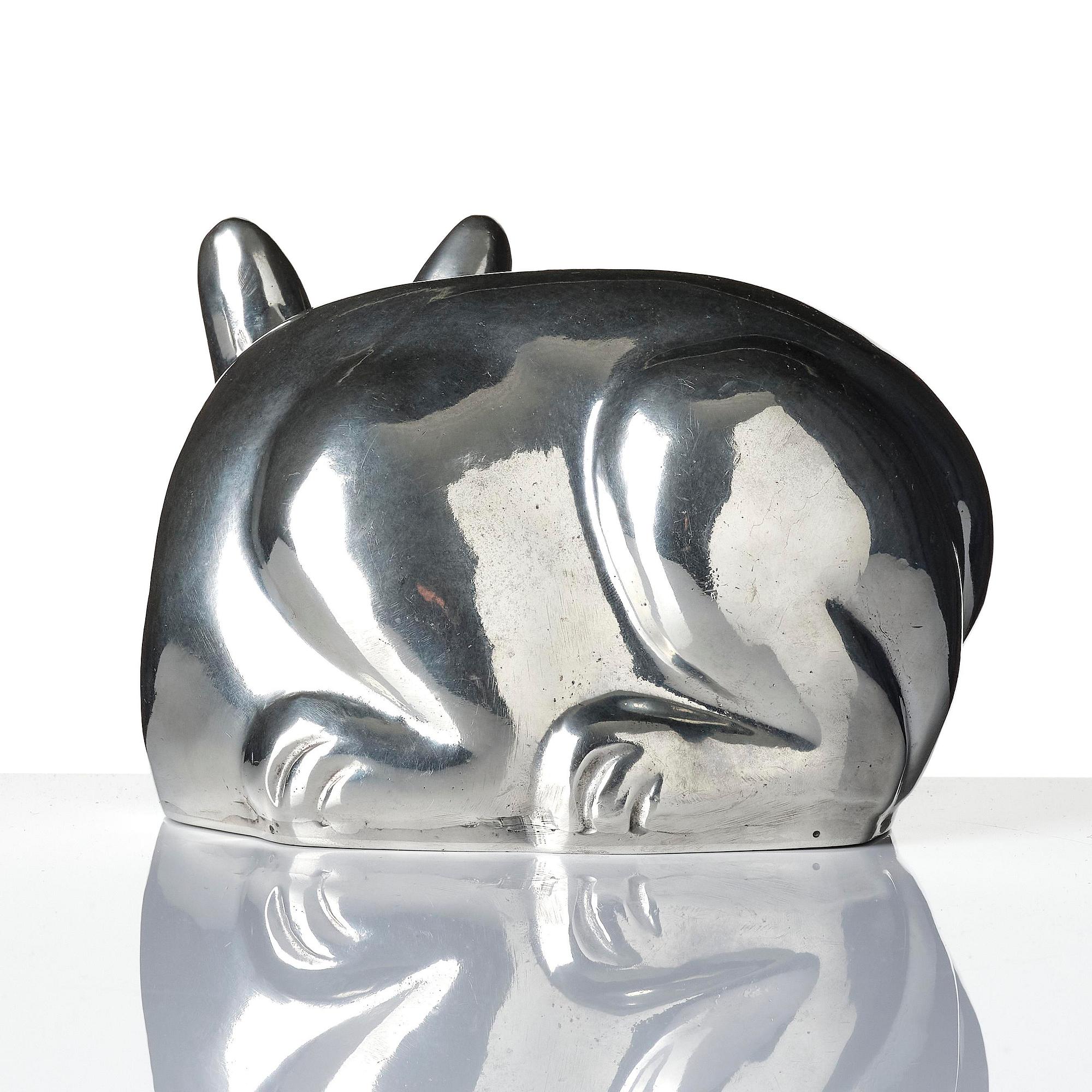 Estrid Ericson, a pewter sculpture of a Siamese cat, Firma Svenskt Tenn, Stockholm, 1968, model "A 2580".