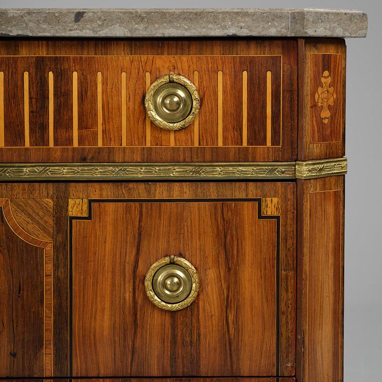 A Gustavian marquetry and gilt brass-mounted commode by G. Foltiern (master in Stockholm 1771-1804).