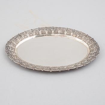 E.Jäntti, four silver cups, a three-piece silver coffee service and a silver tray, Helsinki, Finland,1979-81.