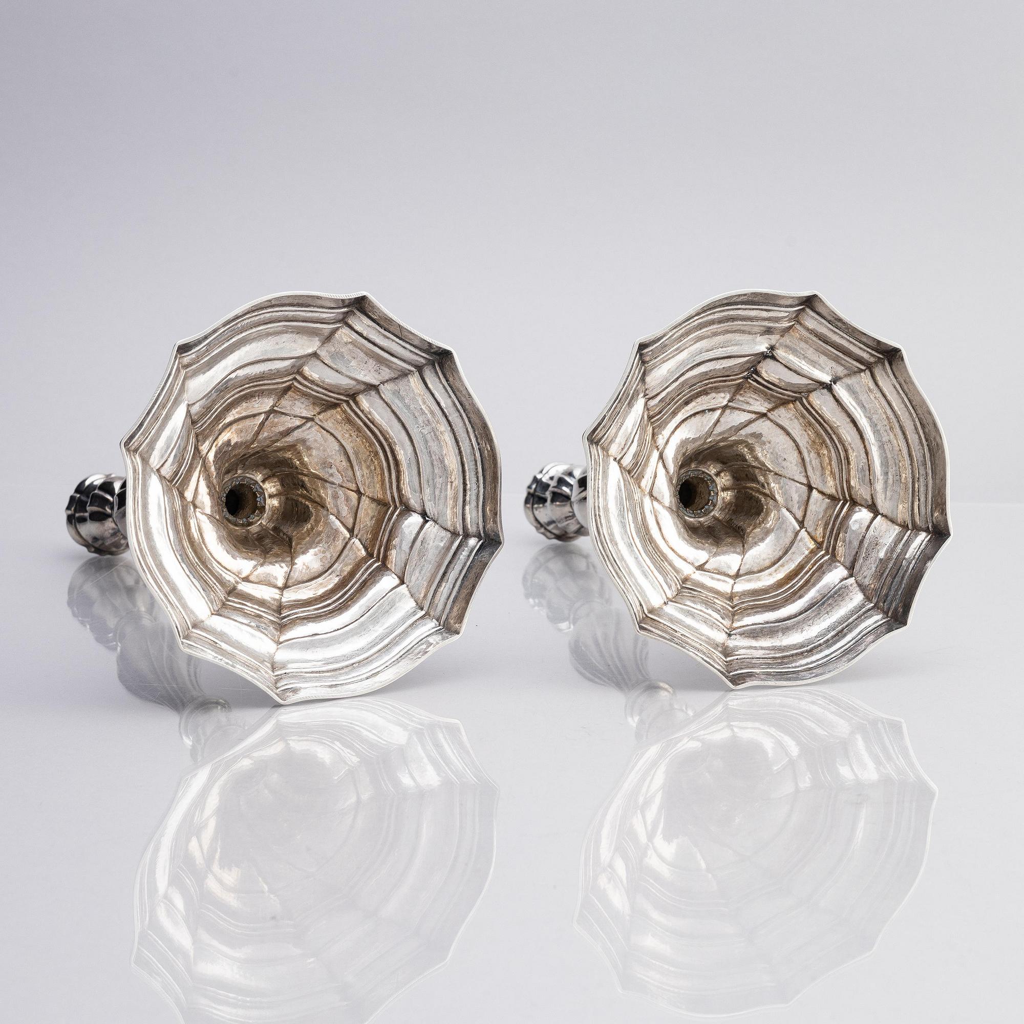 A pair of Belgian silver candlesticks, Ghent, Belgium, 1779.